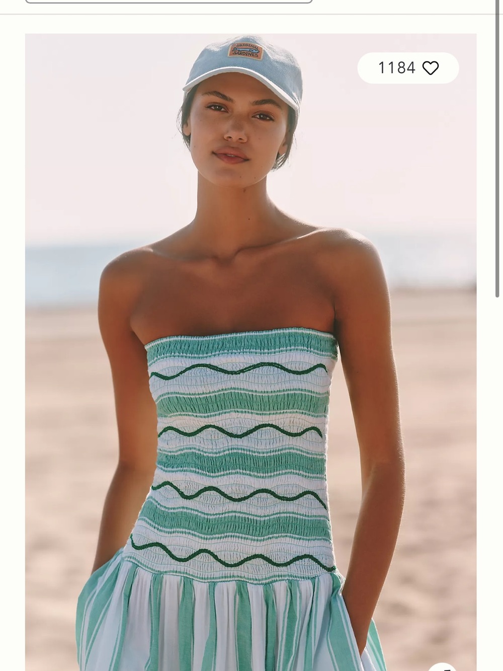 Celandine Strapless Smocked Drop-Waist Midi Dress - Picture 2 of 3